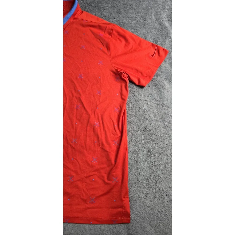Nike Dri-Fit Vapor Polo Shirt Golf Club All Over Print Red Blue Mens XL